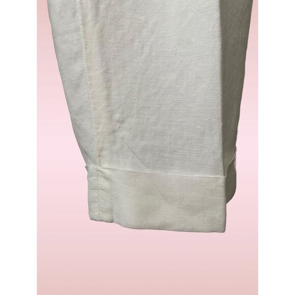 Linen Wide Leg Pants with Cuffs, Creamy White, Size 10, Lined, JG Hook - Picture 3 of 4